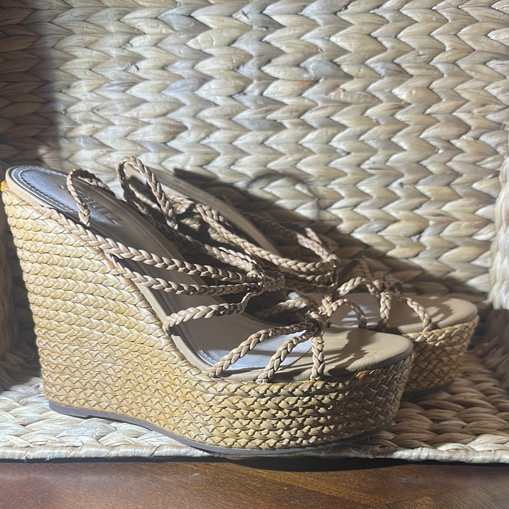 Schutz Braided Wedge Sandals - Tan